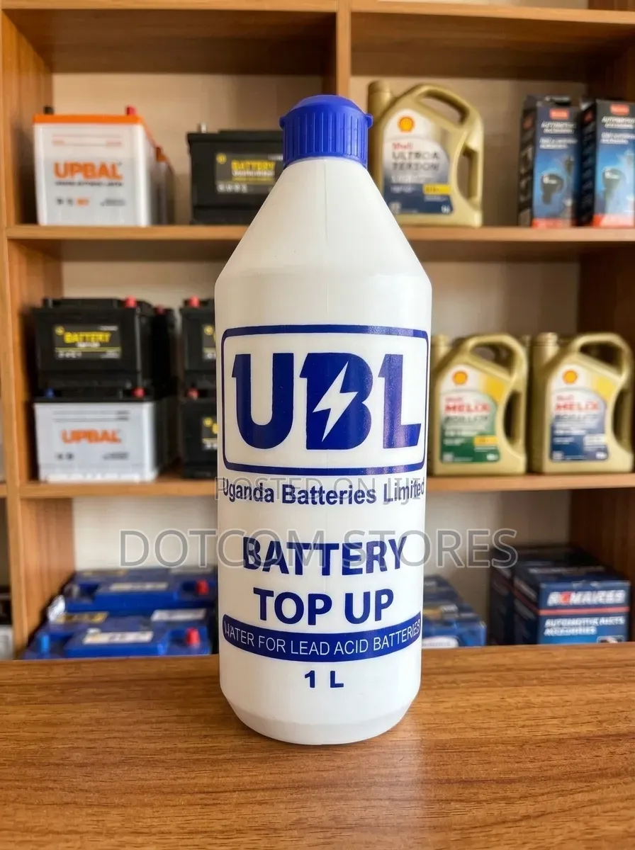 1-Liter Bottle of UBL (Uganda Batteries Limited) Battery Top Up Water