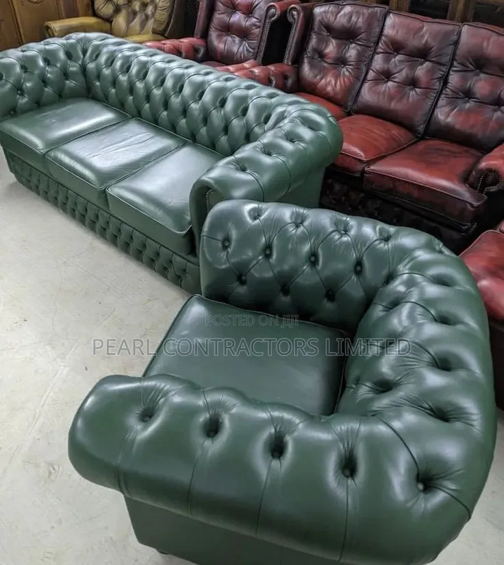Sofas/All Pure Leather Chesterfield Sofas 5 Seaters From 2,200,000/-