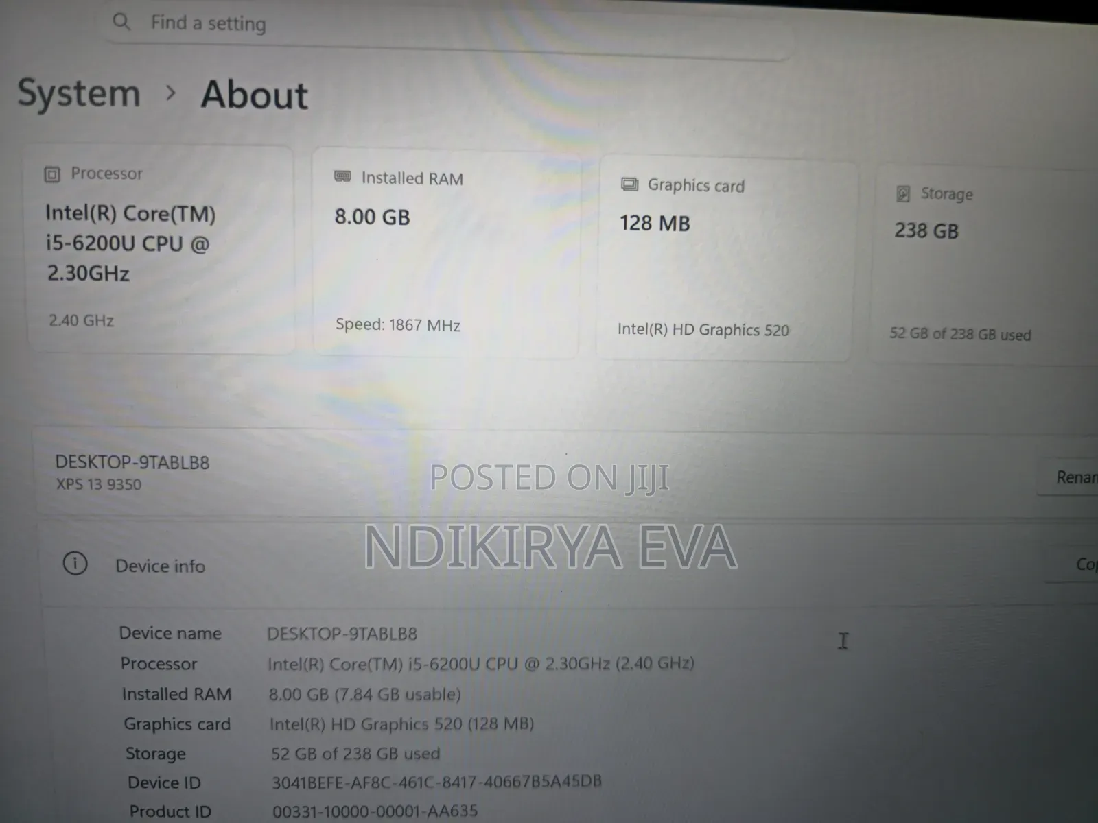 Laptop Dell XPS 13 9350 8GB Intel Core i5 SSD 256GB