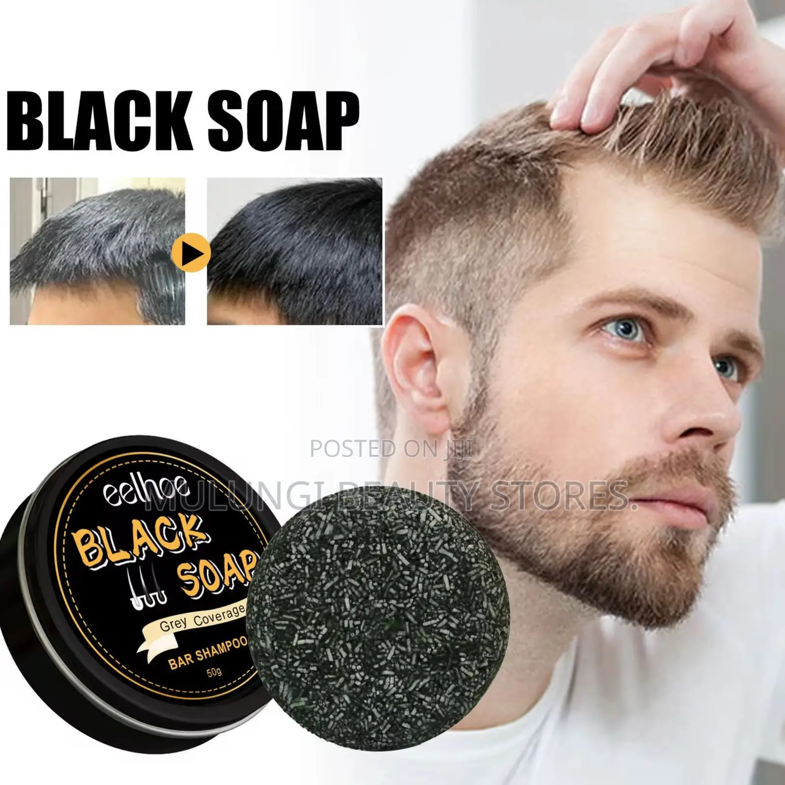 Grey Hair Coverage Black Soap Shampoo