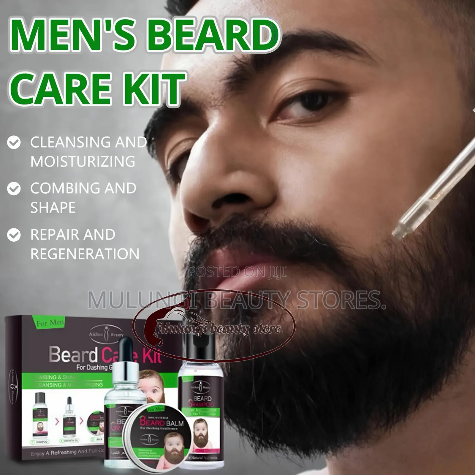 Aichun Beauty 3-in-1 Beard Growth Care Kit