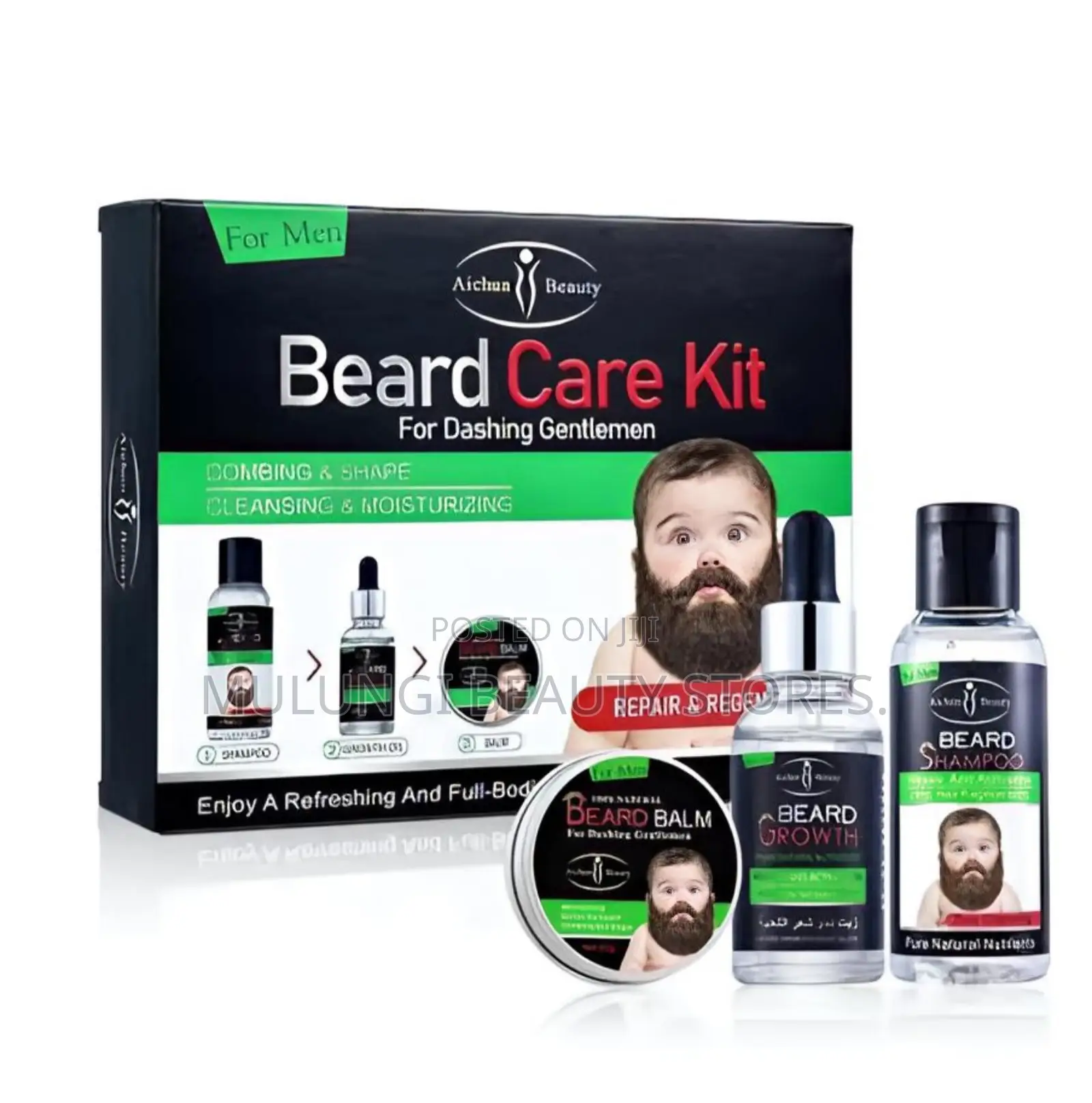 Aichun Beauty 3-in-1 Beard Growth Care Kit