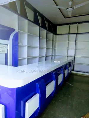 Pharmacy Shop Set-Up, Partition and Display Counters With Glass Shelve