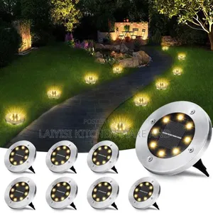 Pack of 8 Waterproof Solar Floor Lights Outdoor Garden, Lawn, Walkway,