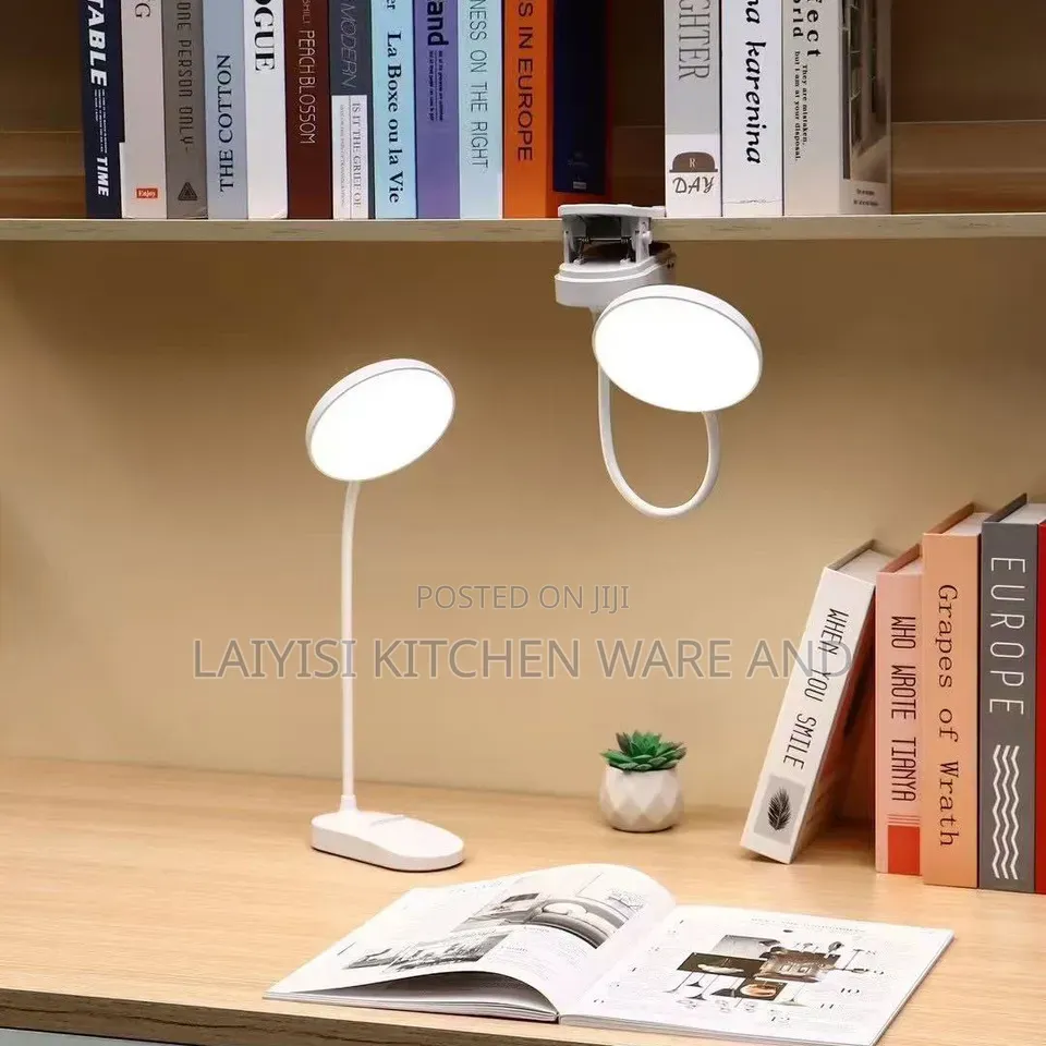 Rechargeable LED Clip-on Desk Lamp With Adjustable Brightness, Strong