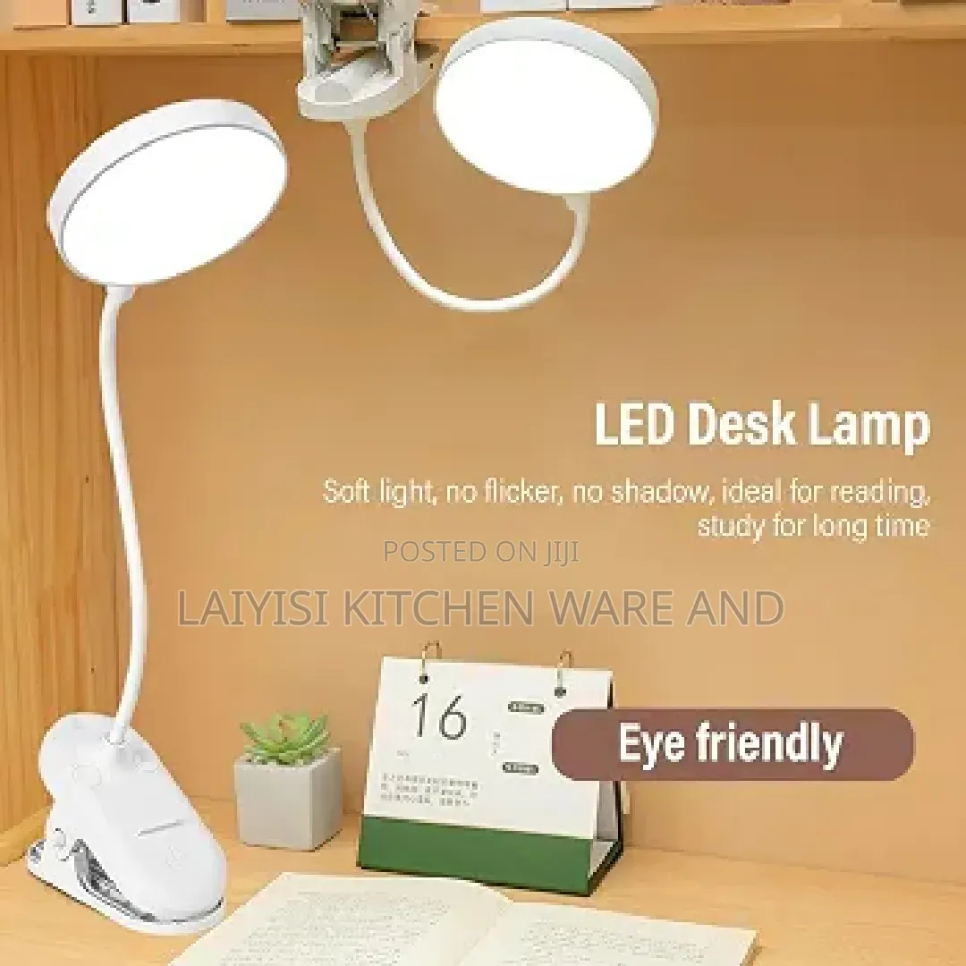 Rechargeable LED Clip-on Desk Lamp With Adjustable Brightness, Strong