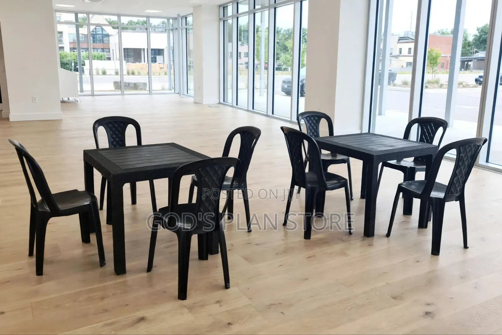 Bar/Restaurant Plastic Table and 4 Matching Chairs 1 Set