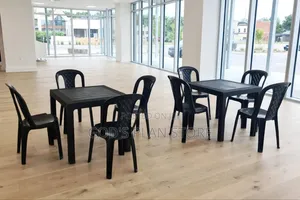 Bar/Restaurant Plastic Table and 4 Matching Chairs 1 Set