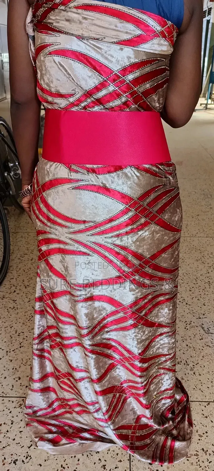 Red and Beige Gomesi Fabric