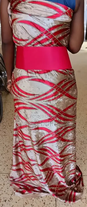 Red and Beige Gomesi Fabric
