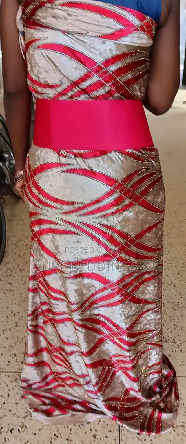 Red and Beige Gomesi Fabric