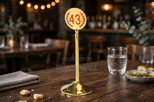 Gold-Finished Stainless Steel Table Number Stand