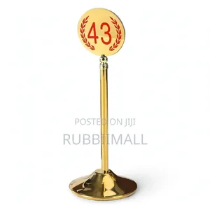 Gold-Finished Stainless Steel Table Number Stand