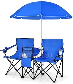 Portable Folding Picnic Double Chair & Umbrella