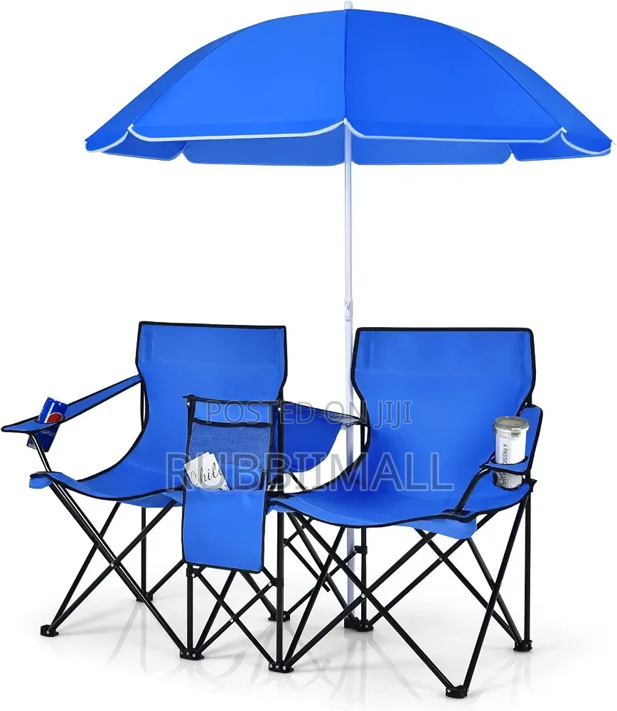 Portable Folding Picnic Double Chair & Umbrella