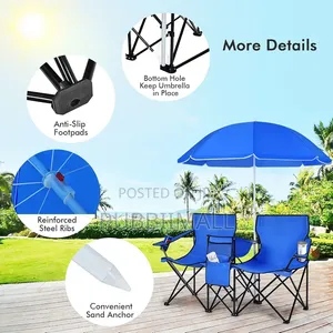 Portable Folding Picnic Double Chair & Umbrella