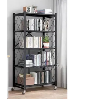 5 Tier Black Metal Foldable Storage Rack