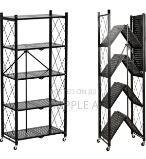 5 Tier Black Metal Foldable Storage Rack