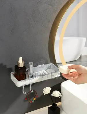Wall Mounted Plastic Double Soap Dish and Storage Rack