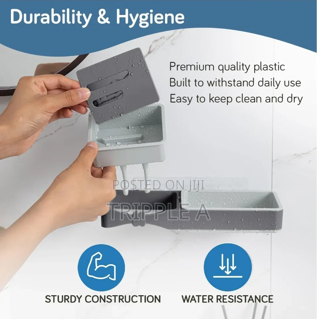 Wall Mounted Plastic Double Soap Dish and Storage Rack