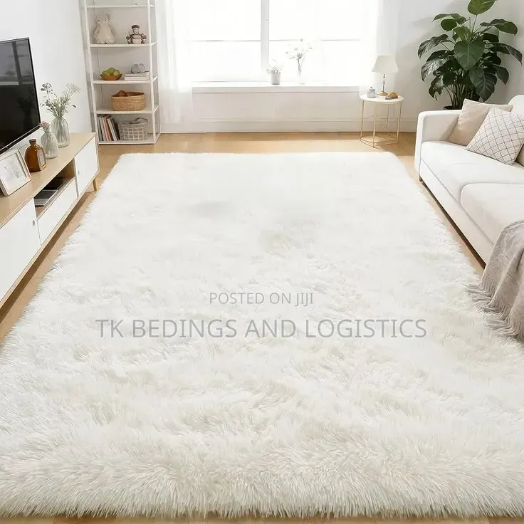 Shaggy Fluffy Carpet Big Size White