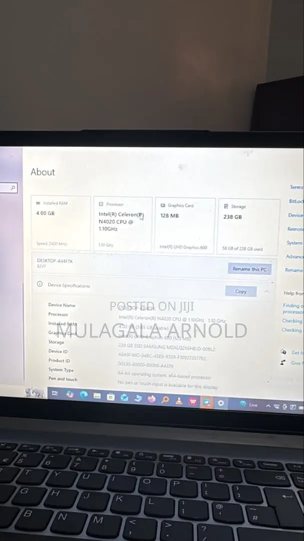 Laptop Lenovo IdeaPad 1 4GB Intel Celeron SSD 256GB