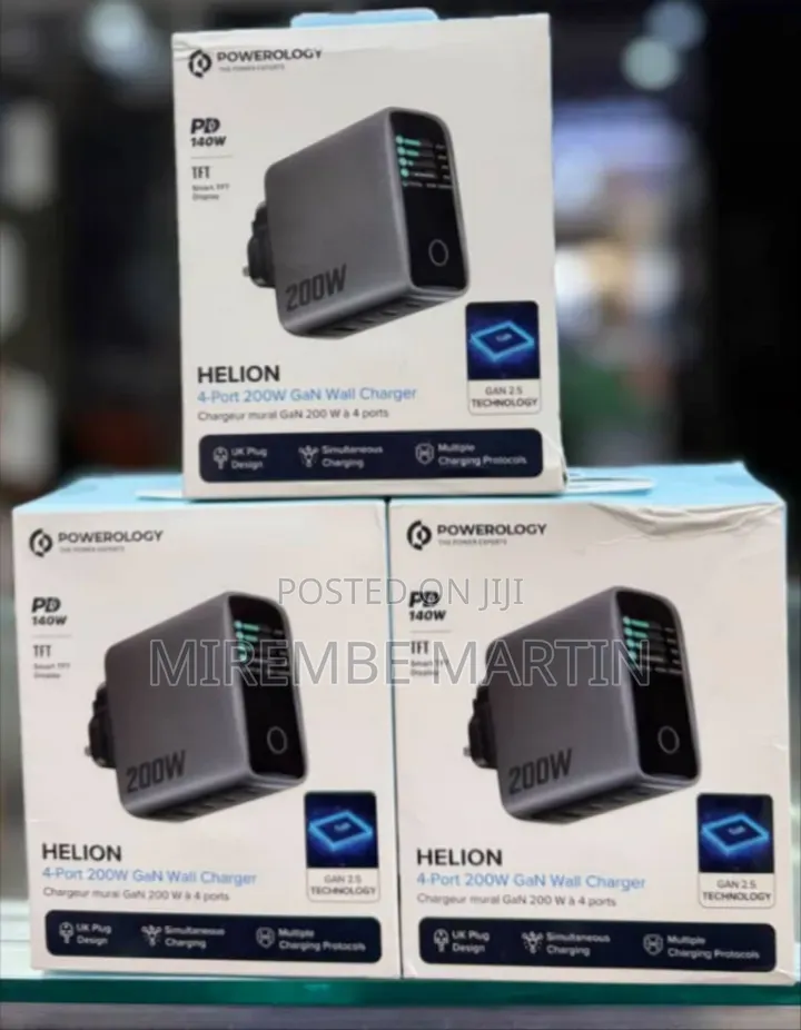 Powerology Helion 4-Port 200W GaN Wall Charger