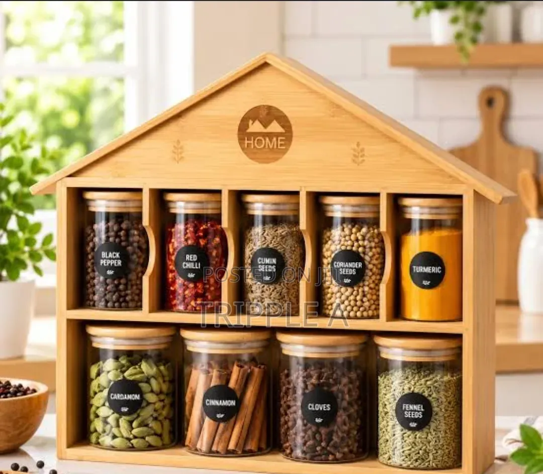 Bamboo Wooden House Spice Organizer