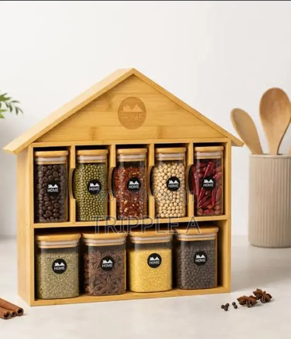 Bamboo Wooden House Spice Organizer