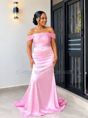 Stunning Pink Satin Evening Gown!