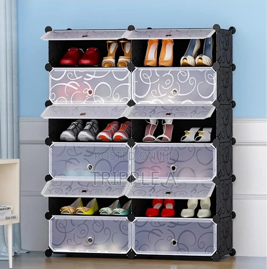 Modular Plastic Wardrobe 12 Cubes, Shoe Rack Mallet