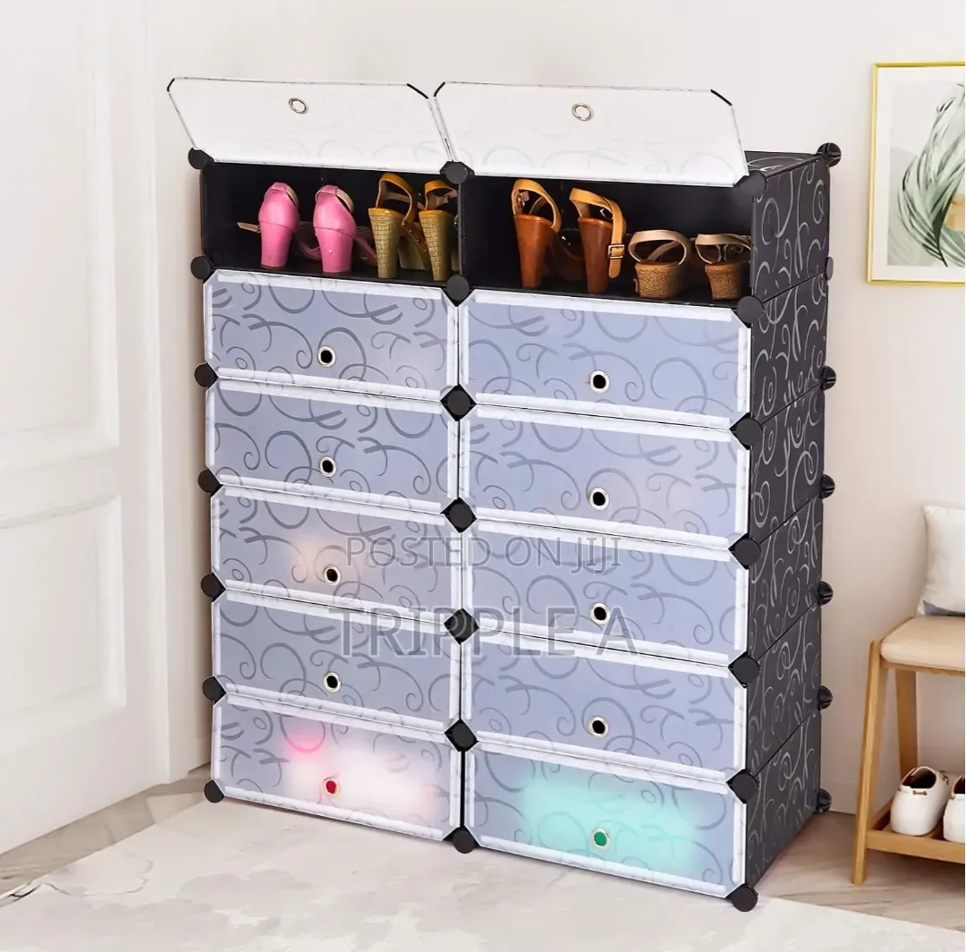 Modular Plastic Wardrobe 12 Cubes, Shoe Rack Mallet