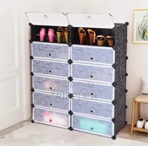 Modular Plastic Wardrobe 12 Cubes, Shoe Rack Mallet