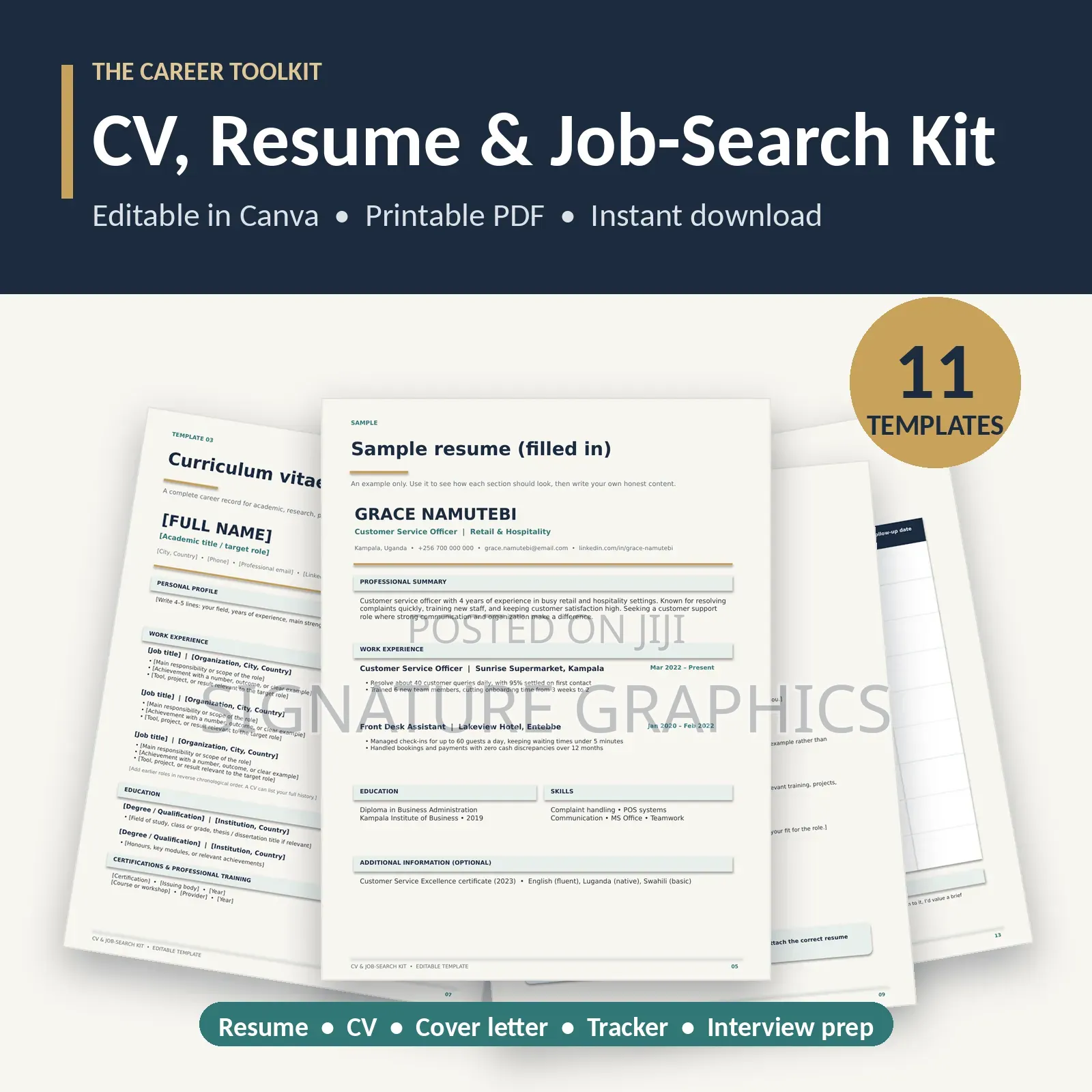 CV, Resume & Job-Search Kit (Editable in Canva + Printable PDF)