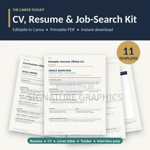 CV, Resume & Job-Search Kit (Editable in Canva + Printable PDF)