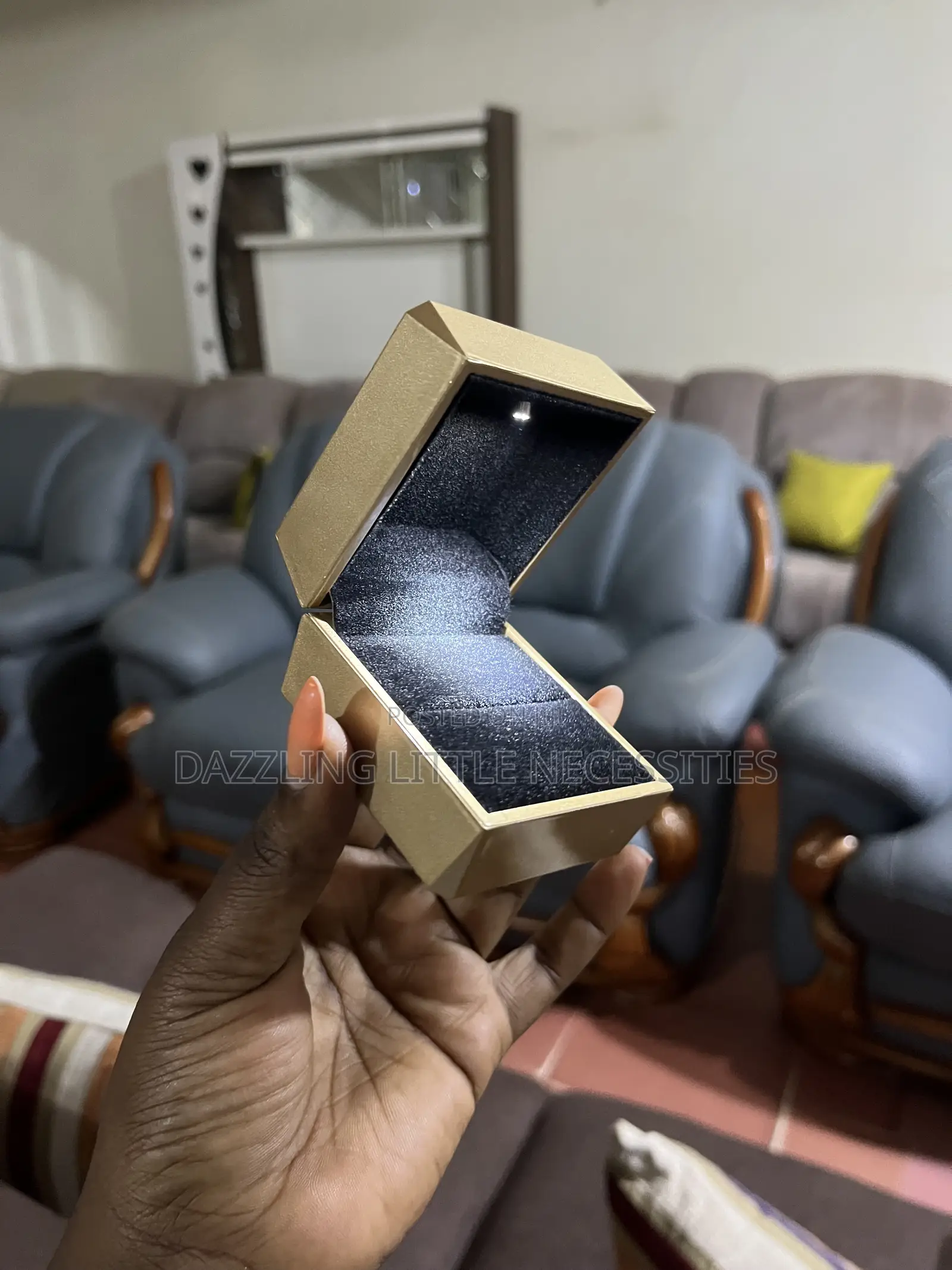 Gold Ring Box With LED Light