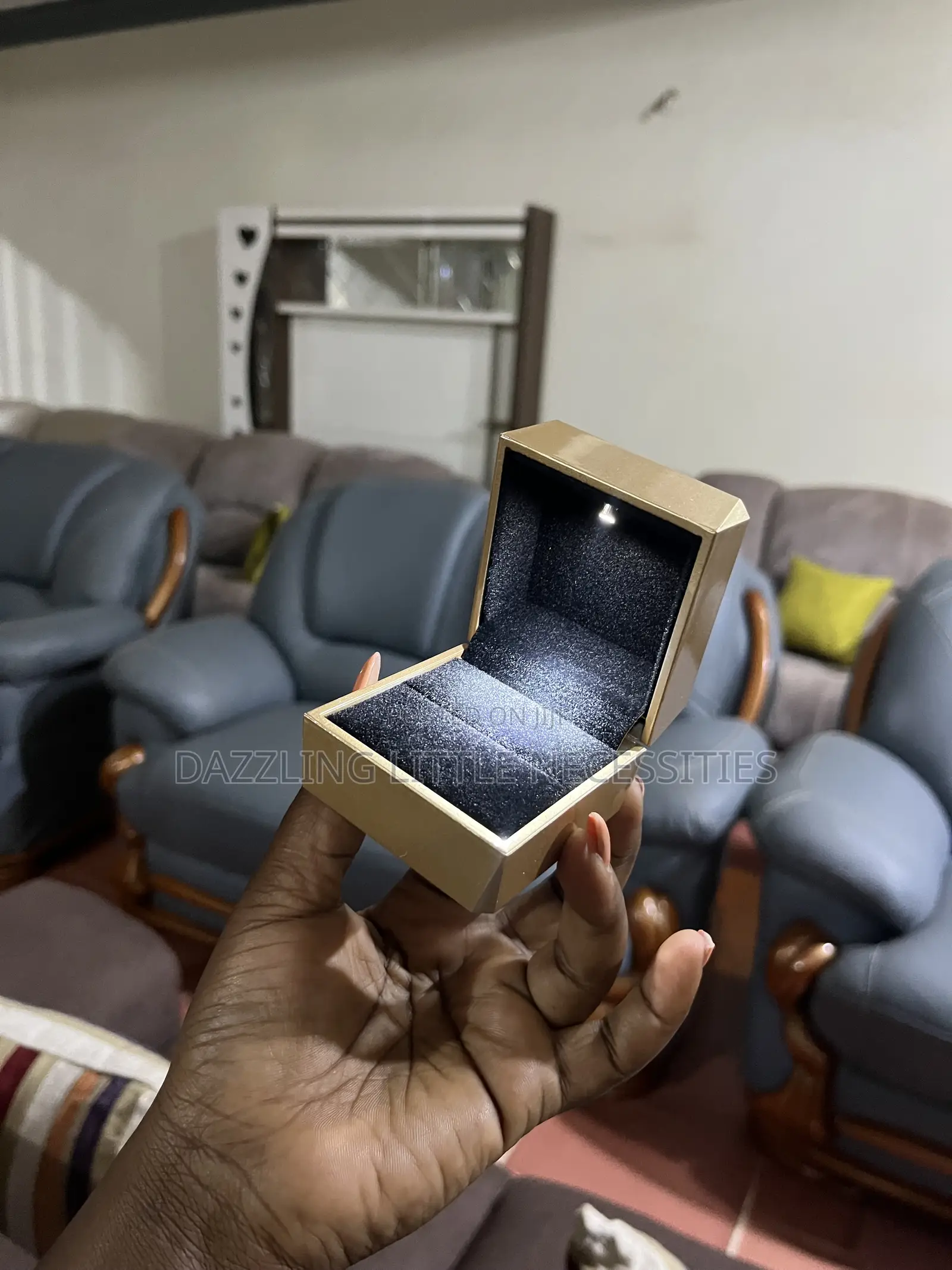 Gold Ring Box With LED Light