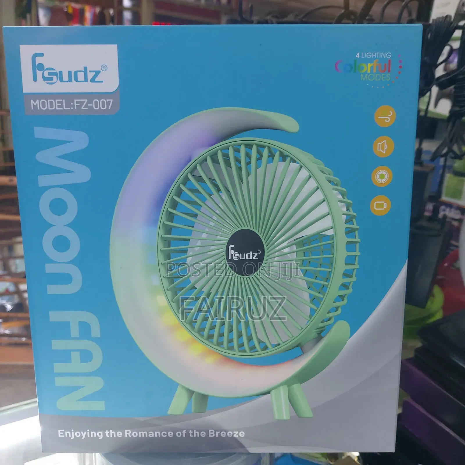 Moon Desktop Rechargeable Colorful Fan