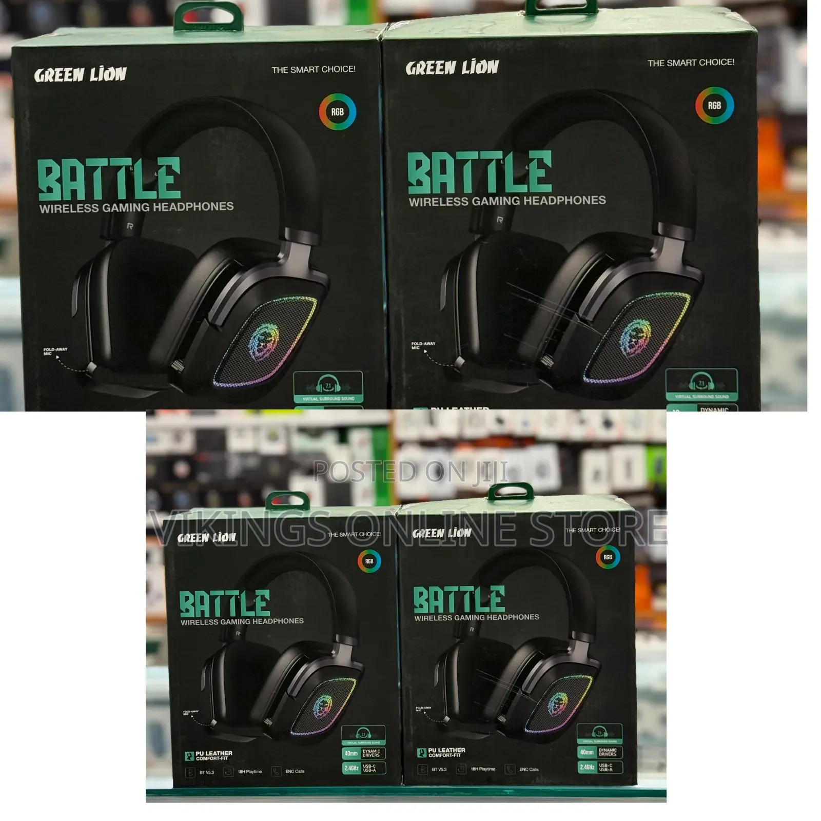 Green Lion Battle Wireless Gaming Headphones
