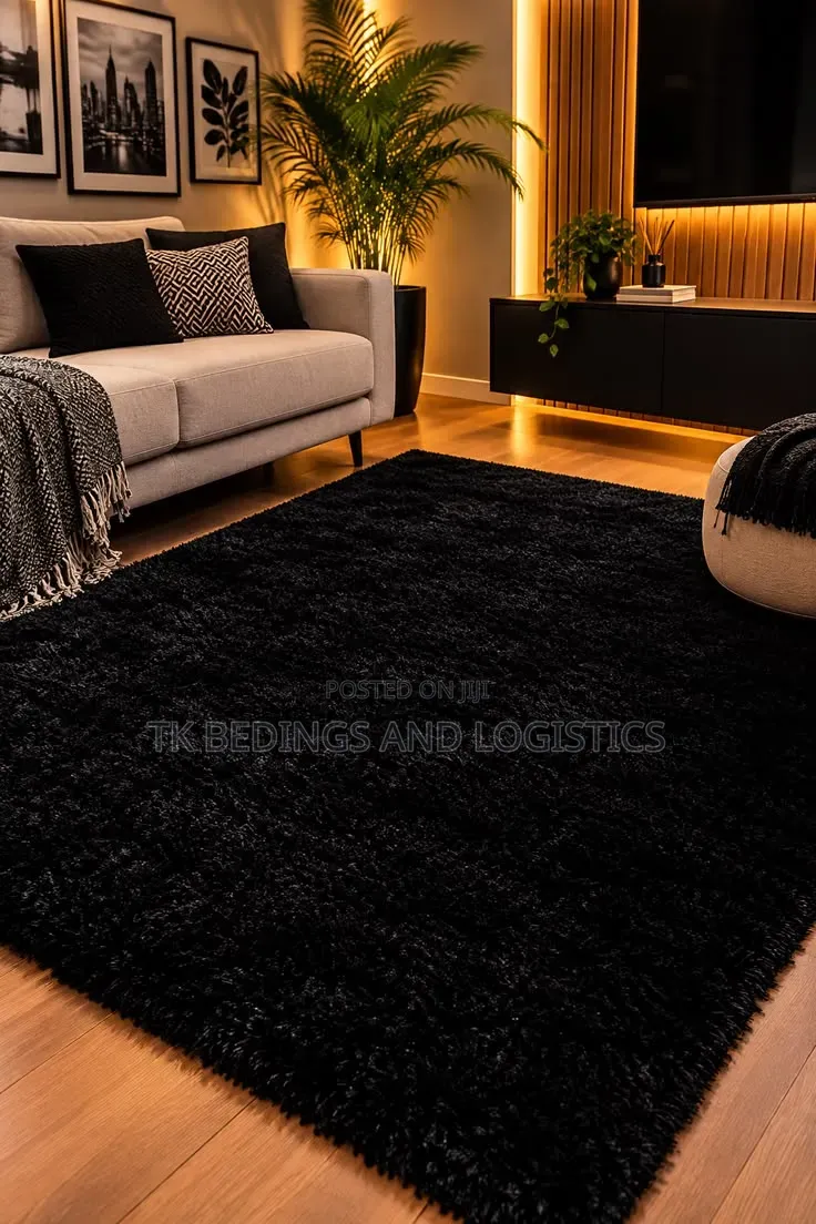 Soft Fluffy Carpet Black Large