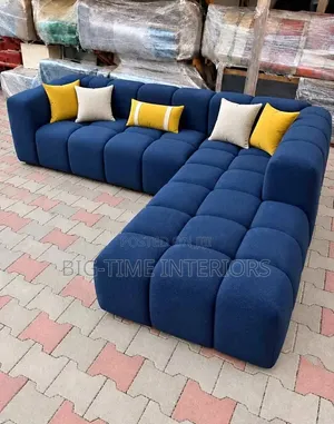 Solid Bubble Navy Blue L Sofa