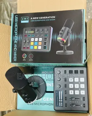 2-in-1 USB Microphone and Gaming Audio Mixer RGB Dynamic Microphone
