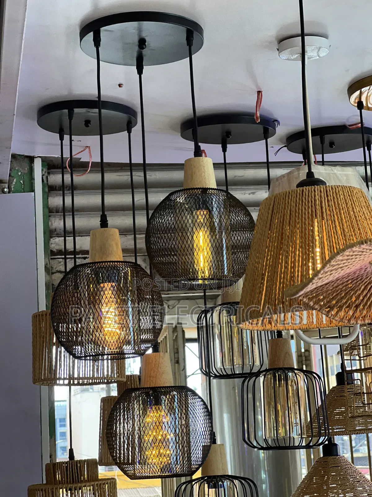 3in1 Black Pendant Lamp Holder 22/J