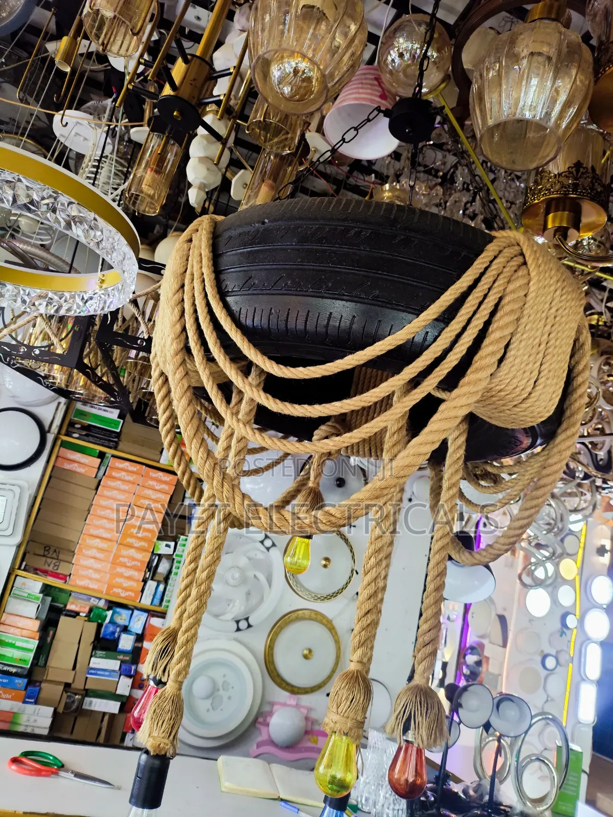 Tyre +Rope Chandelier Light