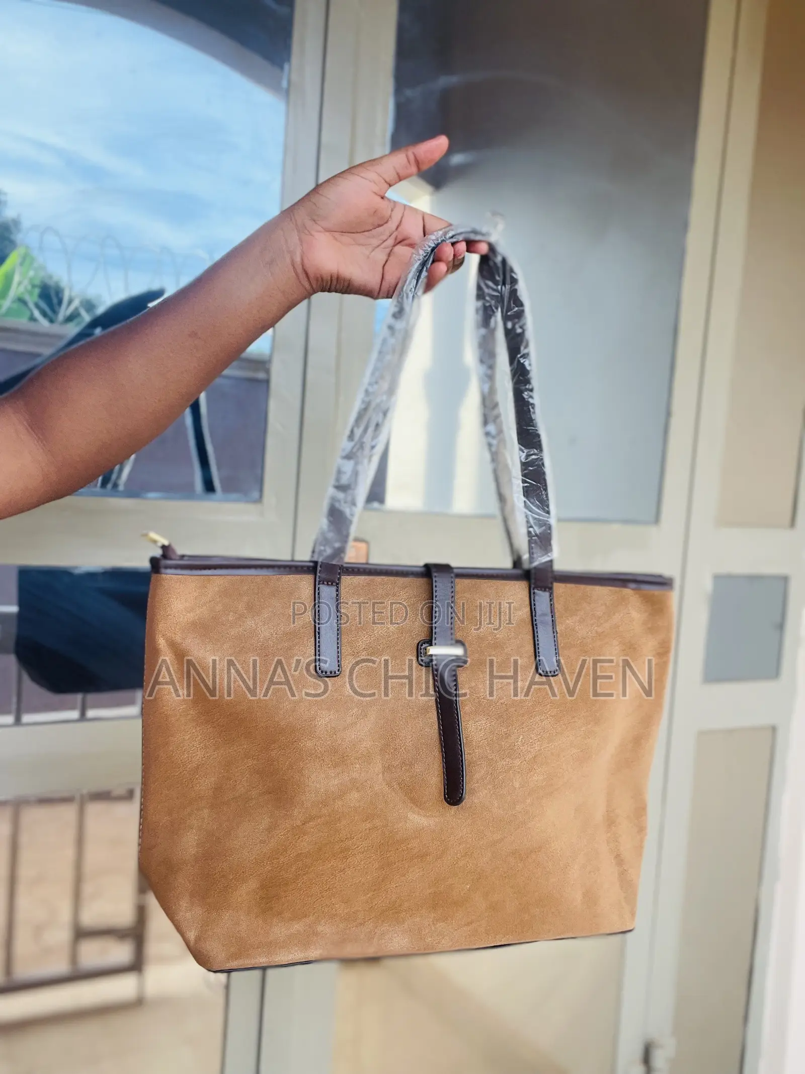 Brown Suede Tote and Handbag With Wallet