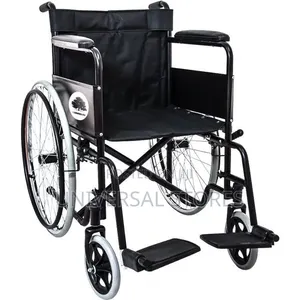 Standard Manual Foldable Steel Wheelchair With Black Nylon Upholstery