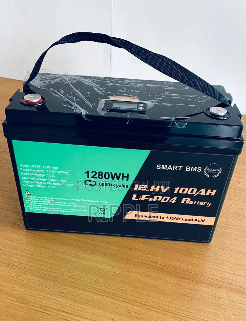 100Ah 12.8V LiFePO4 Lithium Solar Battery 1280Wh Smart BMS
