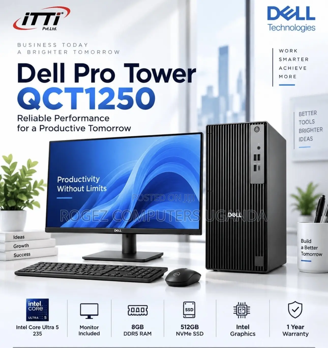 New Dell Pro Tower Plus 8GB Intel Core Ultra 5 SSD 512GB
