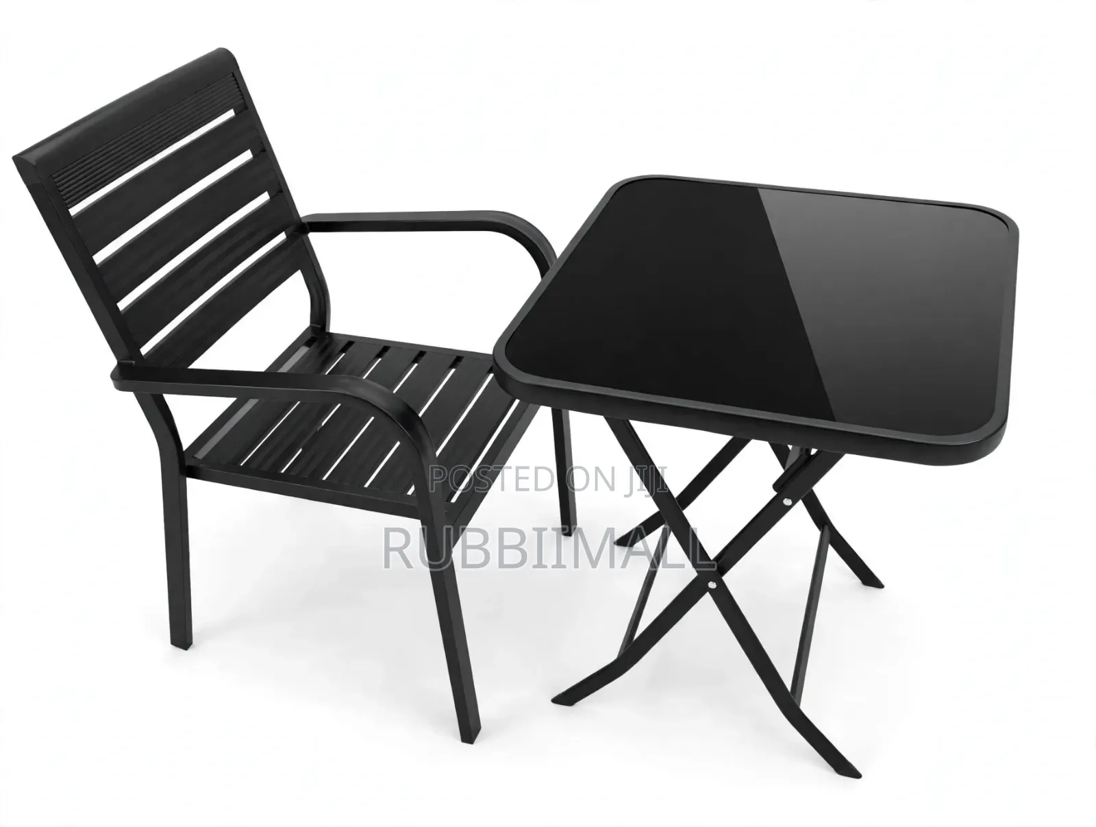 Balcony Furniture Set ~ Aluminium Chairs + Glass Tempered Table