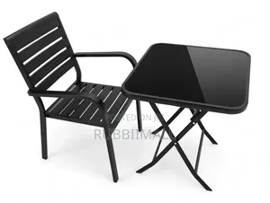 Balcony Furniture Set ~ Aluminium Chairs + Glass Tempered Table